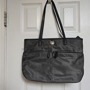 Michael Kors Kempton Grey‎ Nylon/Black Leather Trim Tote